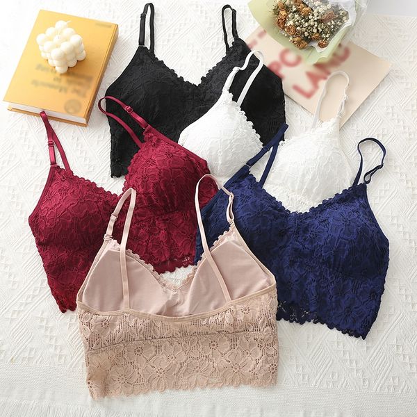 

3pieces/lot women push up wireless lace bra women plus size bralette underwear lingerie tube, Red;black