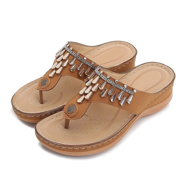 

women summer slippers ladies bling sewing clip toe sandals female pu leather wedges thick bottom shoes fashion #qp6x, Black