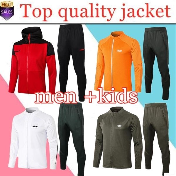 

man+kids soccer training suit 2020 2021 martial soccer jacket tracksuit 20-21 rashfor james ingard pogba utd football jackets survetement, Black