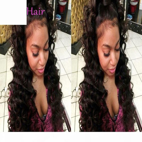 

full lace human hair wigs silk deep wave lace front wigs indian brazilian malaysian peruvian remy hair wig with baby hair, Black;brown