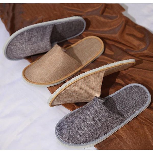 

comfortable breathable soft disposable slippers home guest shoes yellow grey l spa anti-slip cotton linen dispo wmtfms homes2011