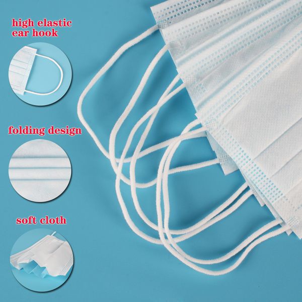 

masks face 3 layers with dust-proof elastic earrings disposable anti dust protective mask us stock asap shipping