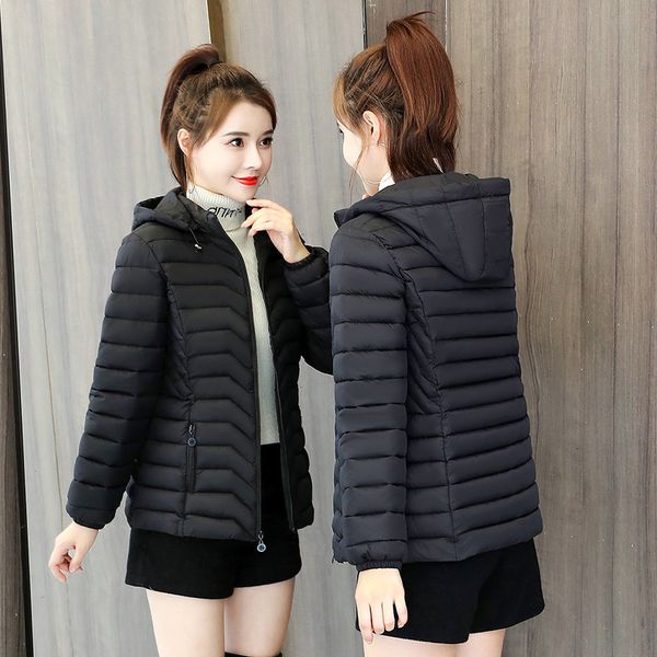 

2021 New Female Skinny Thin Cotton Winter Coat N8TR, Black