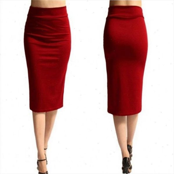 

new fashion casual stretch bodycon midi skirt ol ladies bottom package hip slim pencil skirt for women, Black