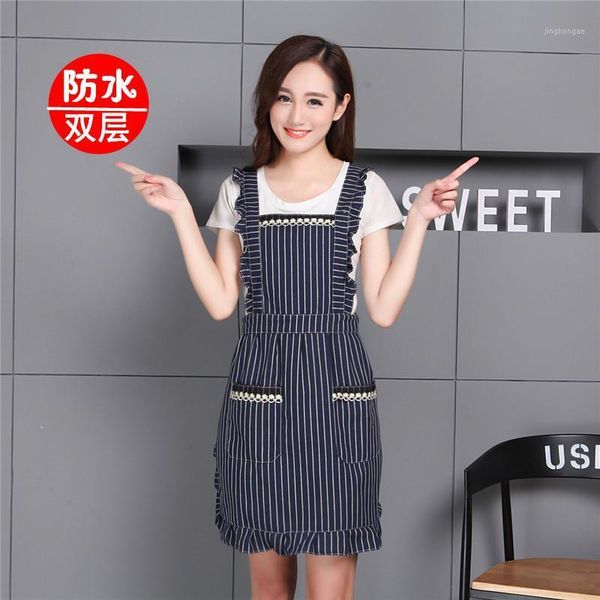 

nordic style waterproof apron korean fashion kitchen vest-style blouse restaurant bakery household couple overalls1