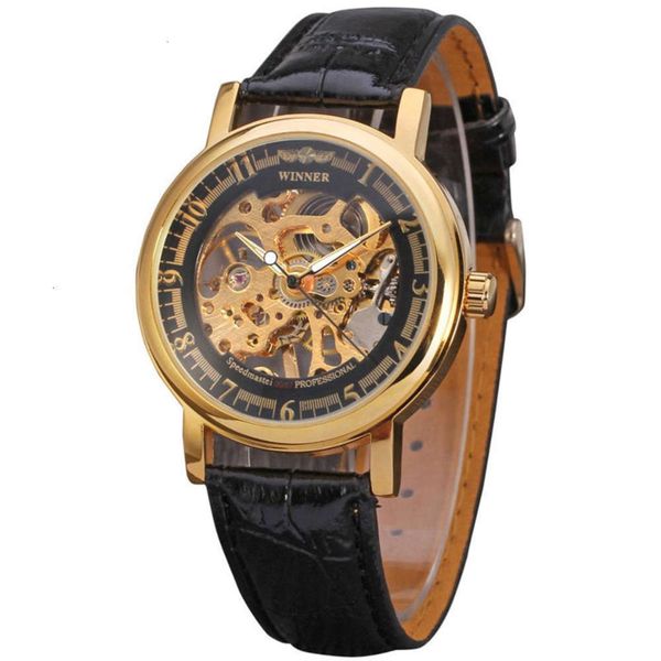 

men's leisure winner fashion 8001 watch hollow out manual mechanical watch, Slivery;brown