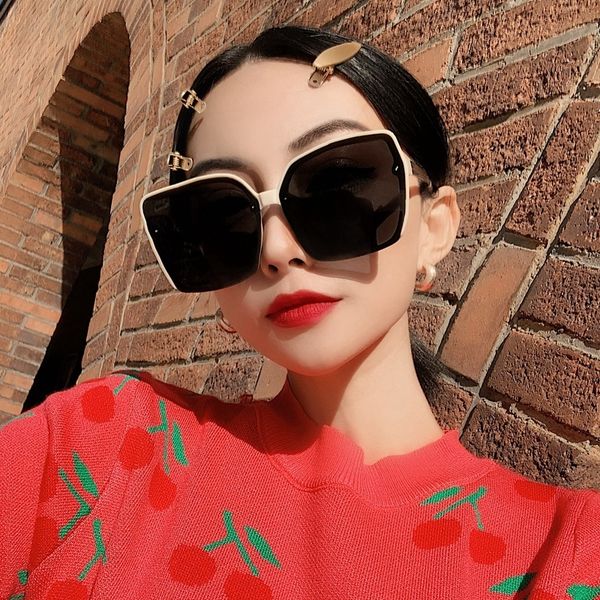 

lnet korean personalized red fashion large white glasses frame small big face polarized sunglasses m, White;black