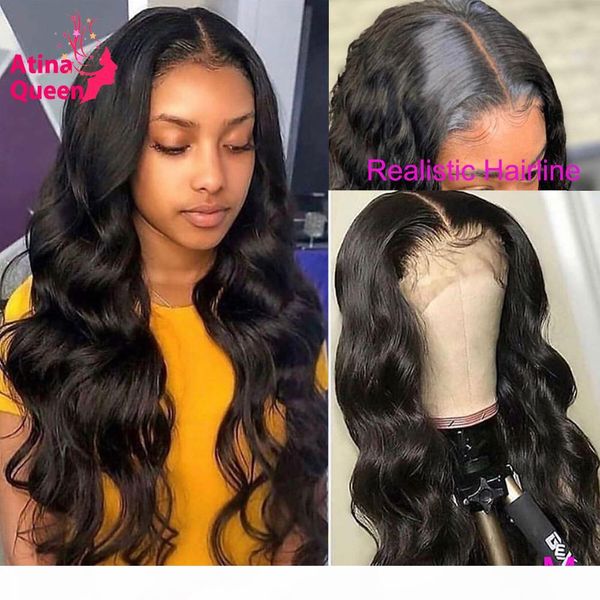 

body wave fake scalp wig preplucked transparent hd lace wig 360 lace frontal wig invisible bleached knots remy lace front wigs, Black