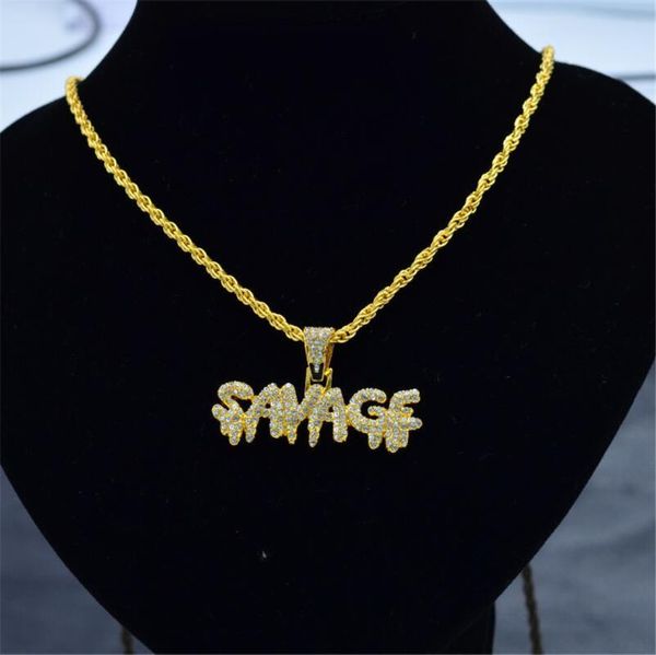 

pendant necklaces men's hip hop european and american full letters savadf f624, Silver