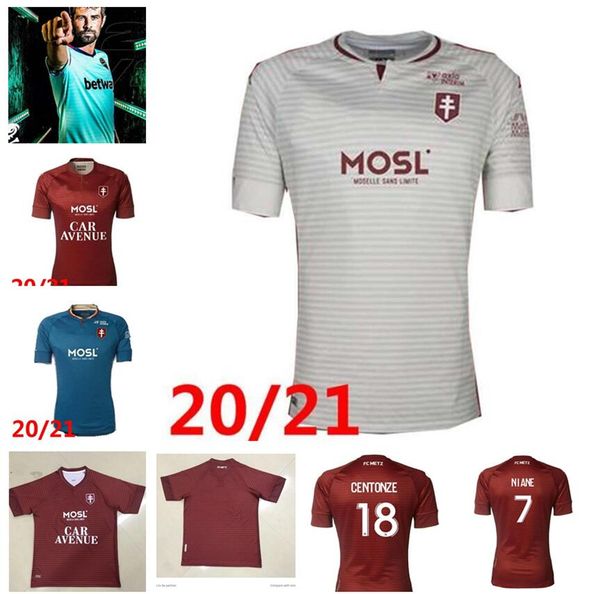 

20 21 fc metz home red soccer jerseys diallo 20 centonze 18 vagner 27 niane 7 fofana 2020 2021 away football shirts thailand quality, Black;yellow
