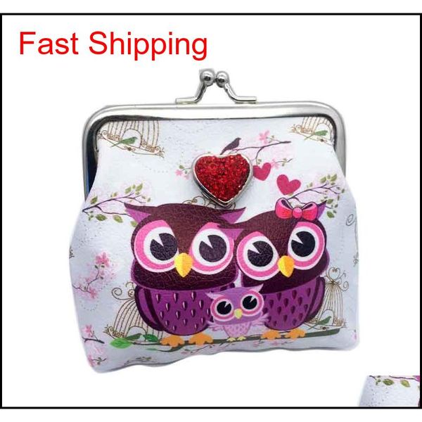

fashion owl pu leather wallet 016 mini bag wallet 18mm snap button bag coin purse charm interchangeable jewelry qylvwx new_dhbest, Silver