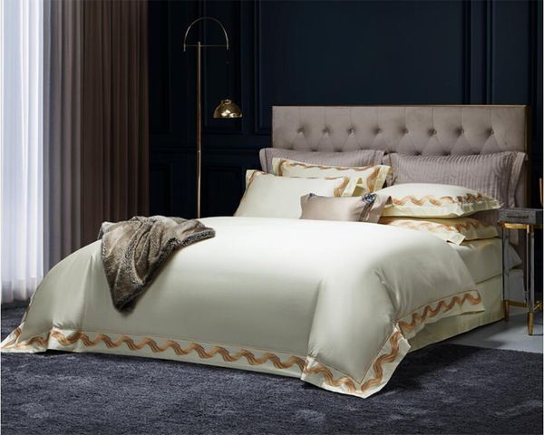 

4-6pcs bedding set luxury egyptian cotton duvet cover 220x240 bed linen euro solid sheet embroidered pillow case
