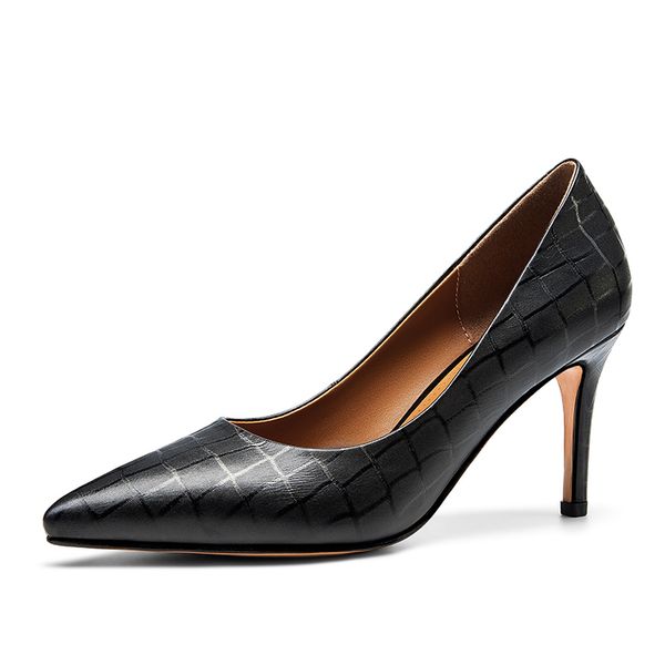 

new female 2021 genuine high-heeled shallow toe party sliver shoes 1 ifg1, Black