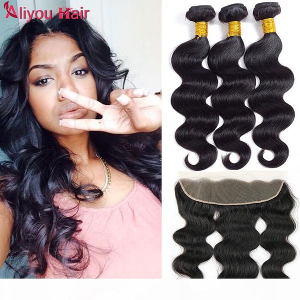 

8a mink brazillian body wave with closure unprocessed brazilian peruvian indian virgin human hair wet and wavy brazilian hair weave bundles, Black;brown