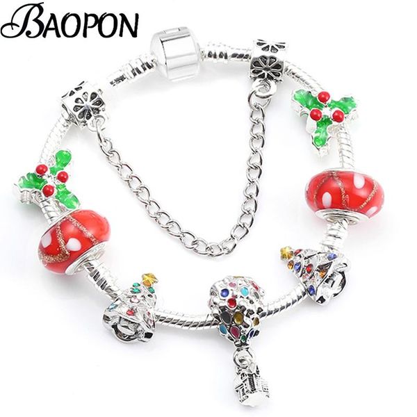 

Christmas Series Charm Bracelets Helium Balloon Pendant Beads Bracelets Silver Color Fashion Jewelry For Women New Year Gift, Golden;silver