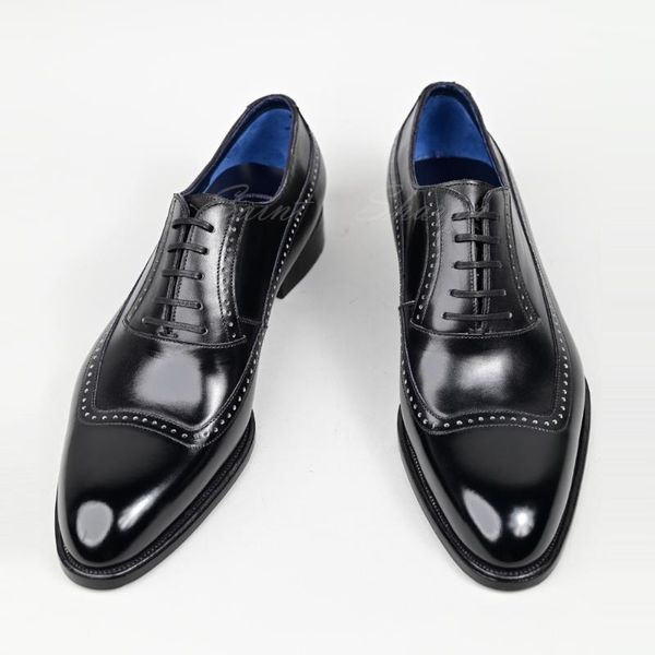 

dress shoes men's leather business classic high-quality flat black pointed oxford1