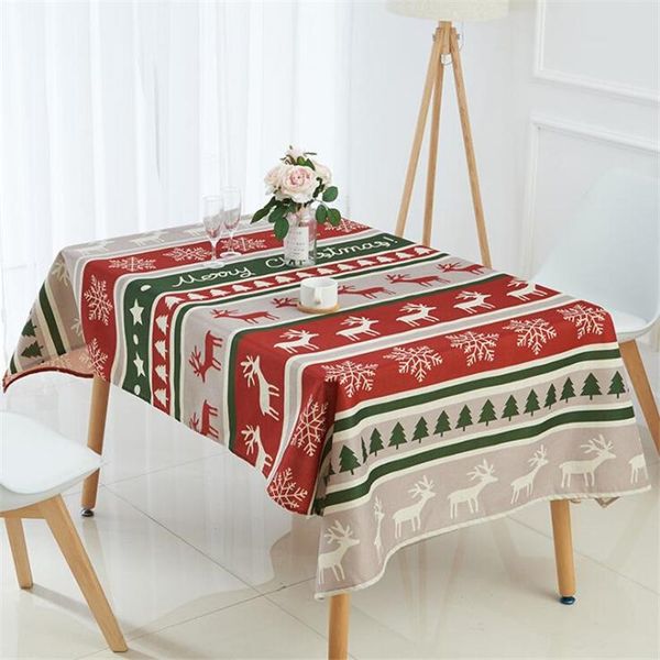 

linen tablecloth merry christmas gift deer decorative pattern printed dinner table cloth home decor custom size sqcawl