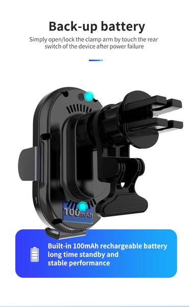 

4fds2awuniversal infrared sensor smart automatic clamp qi 15w car air vent clip stand mobile phone wireless fast charger holder