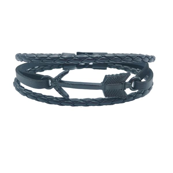 

junwei мужской кожаный браслет якорный пистолет черный релиз пряжки браслет мужские ювелирные изделия панкб подарки для мужчин jllzni