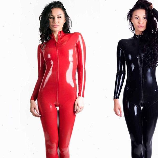 

s 5xl plus size wetlook zipper open crotch long sleeve bodysuit shiny pvc catsuit overalls rompers bodycon jumpsuit one piece, Black;white