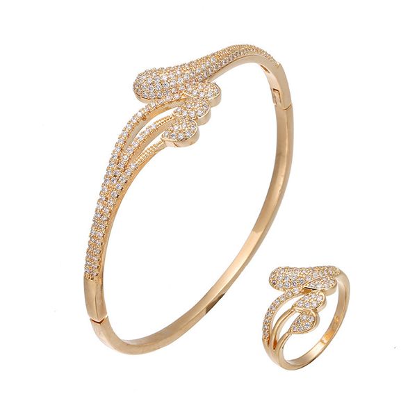

fashion set micro inlaid zircon bracelet ring, Slivery;golden