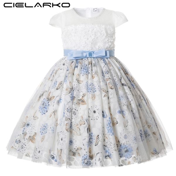 

cielarko girls party dress flower lace kids princess birthday dresses formal floral occasion children prom dress for 2 11 years y200102, Red;yellow