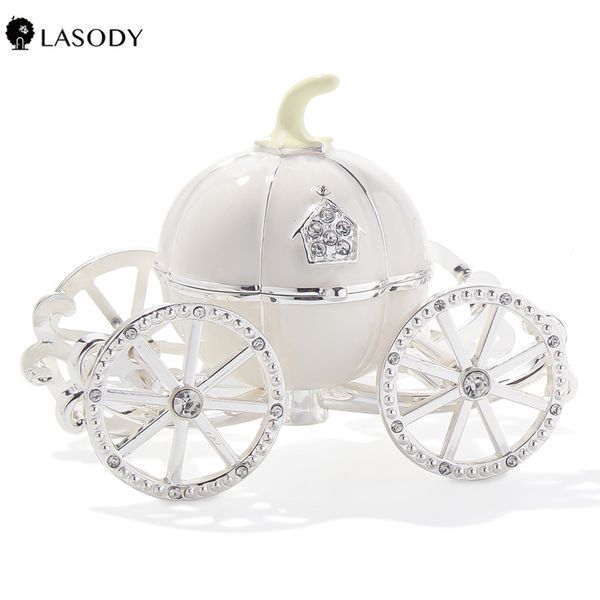 

enameled cinderella pumpkin carriage decorative hinged trinket box jewelry chests gift for girl wedding q1201