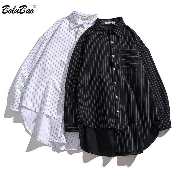 

bolubao fashion brand men casual shirt spring autumn men's business thin shirt personality long sleeve striped shirts male1, White;black