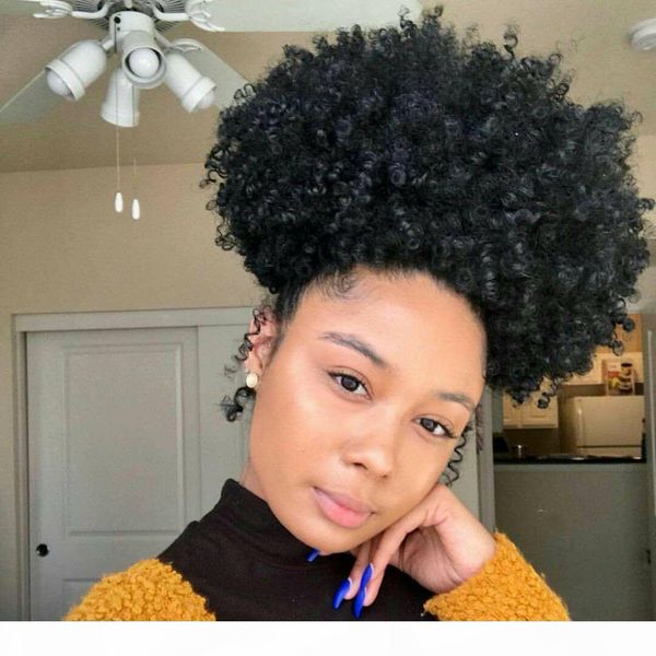 

brazilian virgin kinky curly ponytail human hair drawstring short hight ponytail afro kinky culry hair clip in ponytail for black women