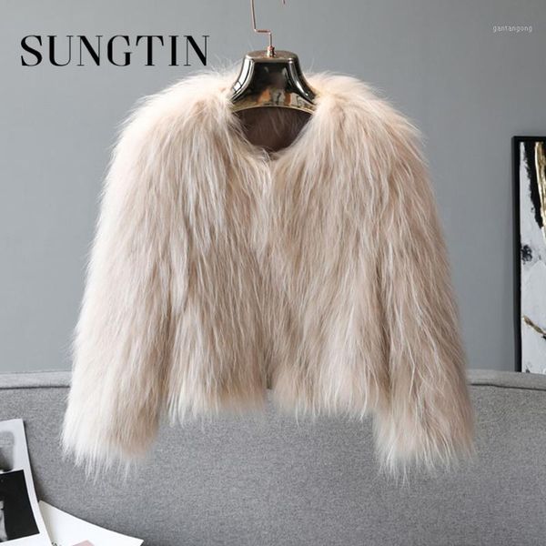 

sungtin warm faux fur coat women casual short o neck furry jacket solid loose elegant winter artificial fur outwear female1, Black