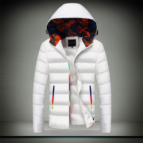 

color changing zipper winter new down korean slim fit hooded thiened cotton padded jaet men's, Black