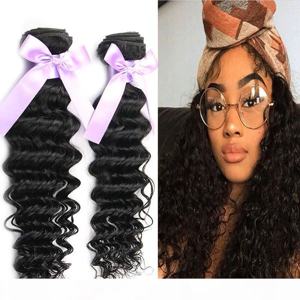 

brazilian deep wave human hair extensions no dry end 3 4pcs lot 100% virgin brazilian hair deep curly virgin hair wefts, Black