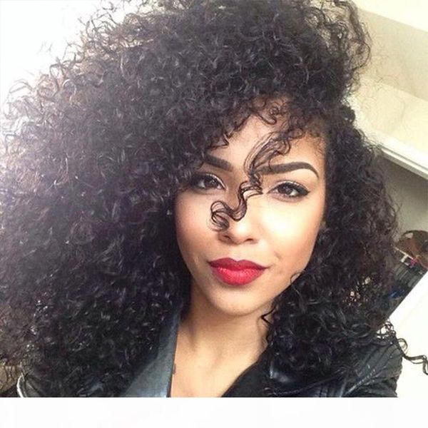 

soft virgin human hair lace front wigs pre plucked unprocessed brazilian afro kinky curly glueless lace wig middle part for black women, Black;brown