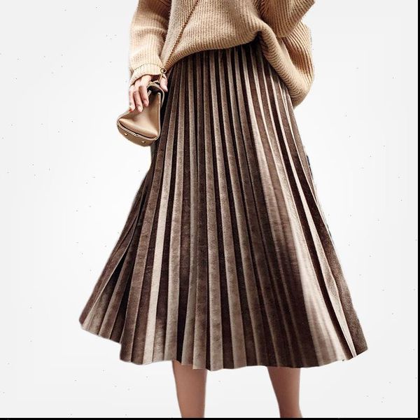 

pleated skirts women elastic spring high waist skirts for women womens velvet skirt pleated velvet skirt female midi black
