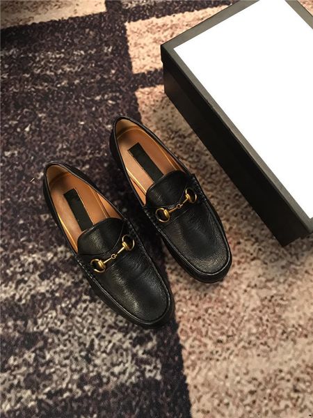 

2019 leopard horsehair shoes luxury men round toe mixed color flat shoes for man fashion dress shoes, Black