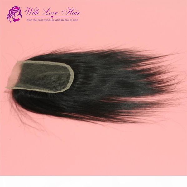 

straight silk base closures 4*4 inch brazilian human hair hidden knots part no tangle, Black;brown