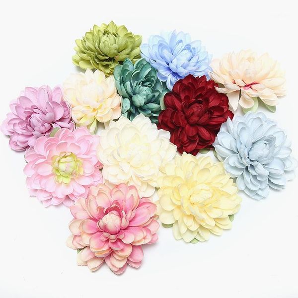 

decorative flowers & wreaths 1pcs/lot silk dahlia artificial flower daisy 11cm head wedding home decoration diy wall headdress brooch1