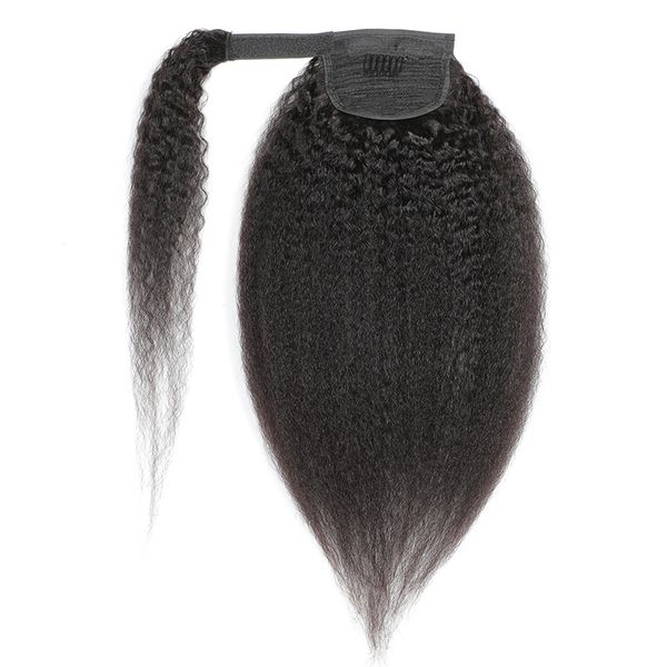 HOOk Loop coda di cavallo Kinky Straight Capelli umani vergini peruviani brasiliani 8-24 pollici Yaki Capelli umani indiani di colore naturale 100 g Estensioni dei capelli