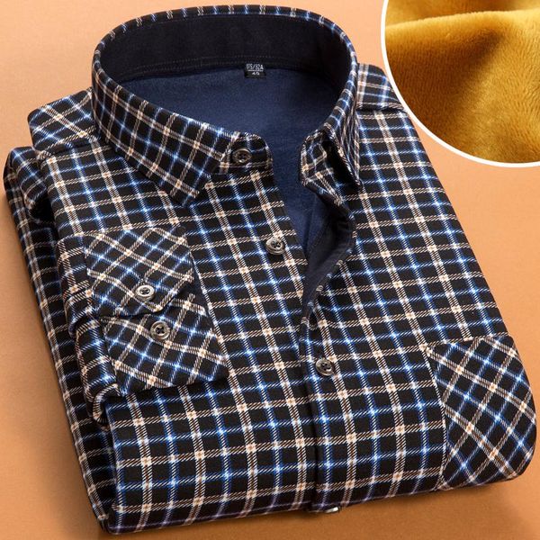 

2021 winter mens fashion warm long sleeve plaid shirt thick fleece lined soft casual flannel warm dress shirt plus size 5xl 6xl, White;black
