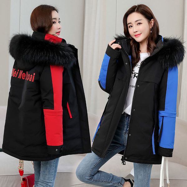

2020 new fashion loose women winter jacket warm thicken ladies down cotton casual parkas outerwear plus size coats r575, Black