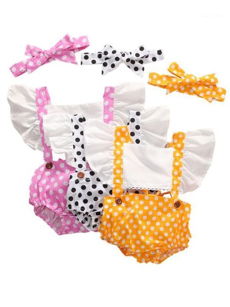 

clothing sets infant baby girl polka dot pattern clothes romper jumpsuit 3psc sunsuit outfit1, White
