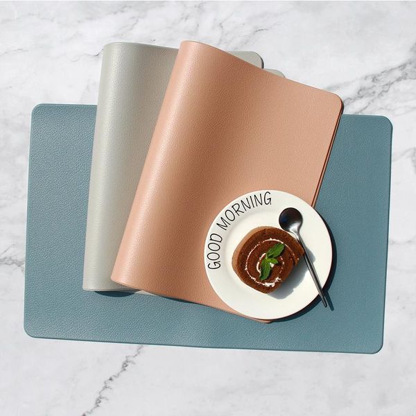 

coaster pu leather placemat for dining table heat insulation mat waterproof rectangle table pad bowl placemat kitchen accessorie bbymvs