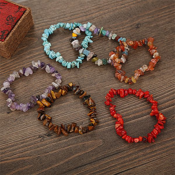 

strands natural crystal gravel bracelet bracelet, Black