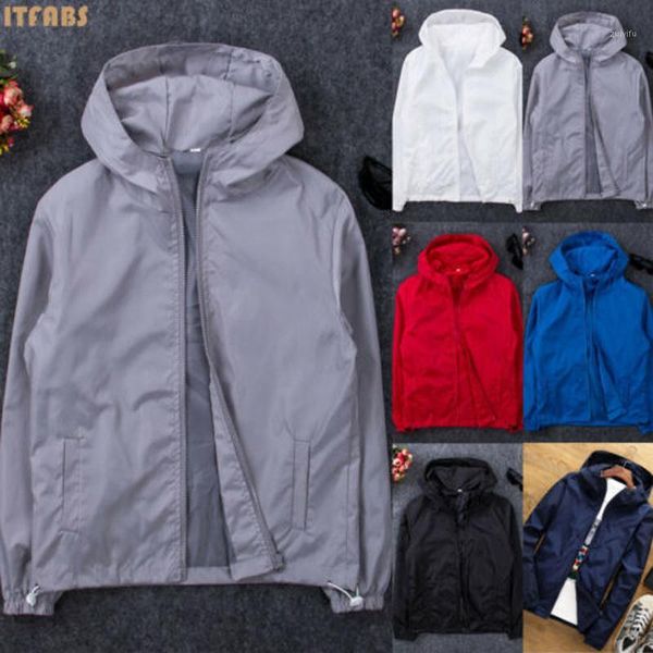 

2019 fashion men's casual solid hooded jacket jacket light spring and autumn sports1, Black;brown