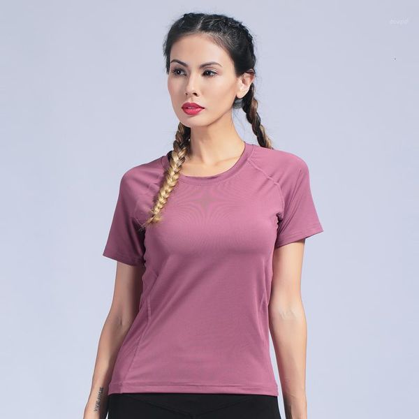 

yoga outfits women shirts short sleeve sport brethable fitness clothes gym quick dry workout running sportswear1, White;red