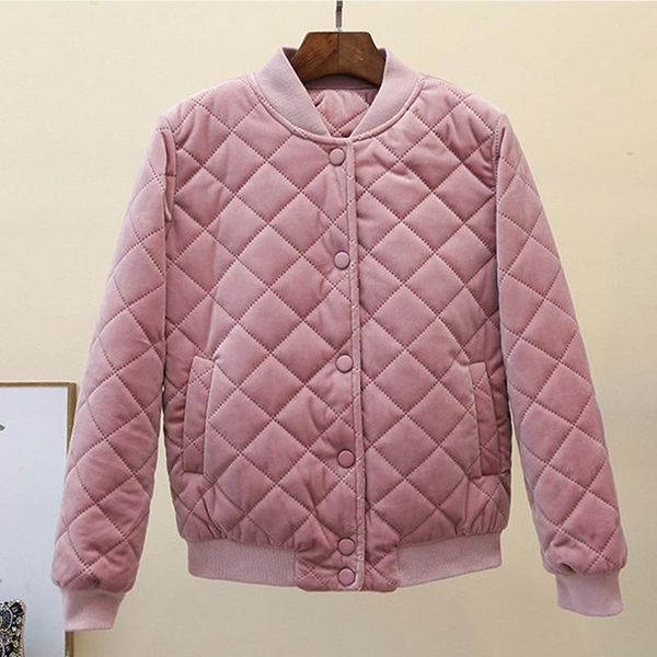 

jacket women gold velvet padded baseball uniform coat harajuku cotton suit chaqueta mujer down jackets female clothings b92303, Black;brown