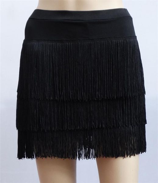 

latin dance skirt women's fringed latin skirt lady cha cha rumba samba fringe dance practice clothing1, Black;red
