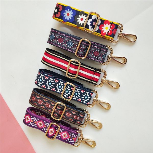 

ethnic style pattern strap can be adjusted long shoulder strap and versatile garment strap can be widened and relieved, Black