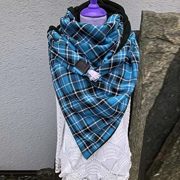 

scarves fashion women scarf lattice printing button soft wrap casual warm shawls 2021 autumn winter foulard femme f9, Blue;gray