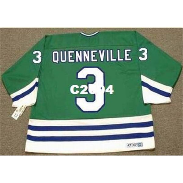 

men #3 joel quenneville hartford whalers 1988 ccm retro away hockey jersey or custom any name or number retro jersey, Black